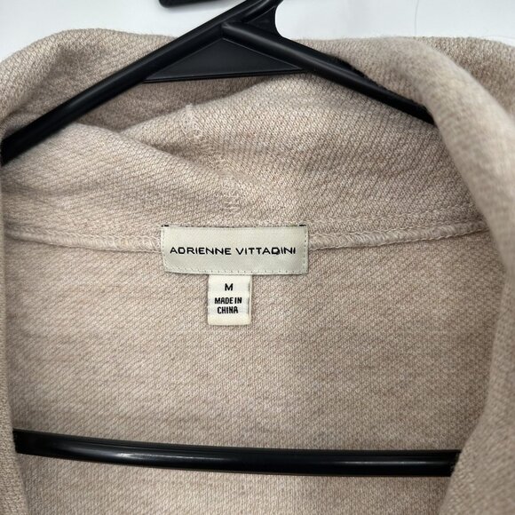 Adrienne Vittadini Cardigan Womens M Wool Blend Open Long Chevron Print Beige - Picture 3 of 6